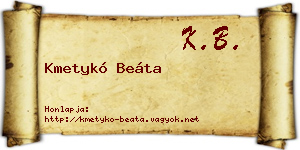 Kmetykó Beáta névjegykártya